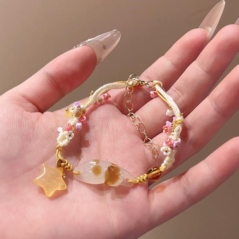 Osmanthus Cat Little Star Cat Weaving Bracelet Versatile Bracelet Best Friend'S Hand Rope Stackable Couple Jewelry