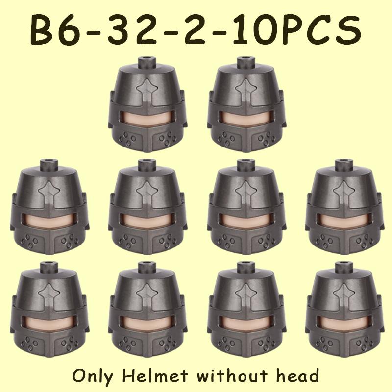 MOC Medieval Military Castle Soldier Figures Helmets Series Building Blocks Knights Accessories Warrior Hat  Bricks Toys Gifts