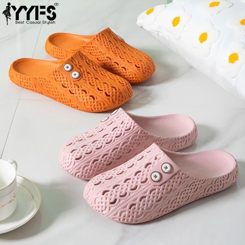 2025 New Hole Shoes Closed Toe Women's Shoes Summer Non-slip Comfortable Home Wear Bathroom Soft Bottom Dormitory Casual Slippers