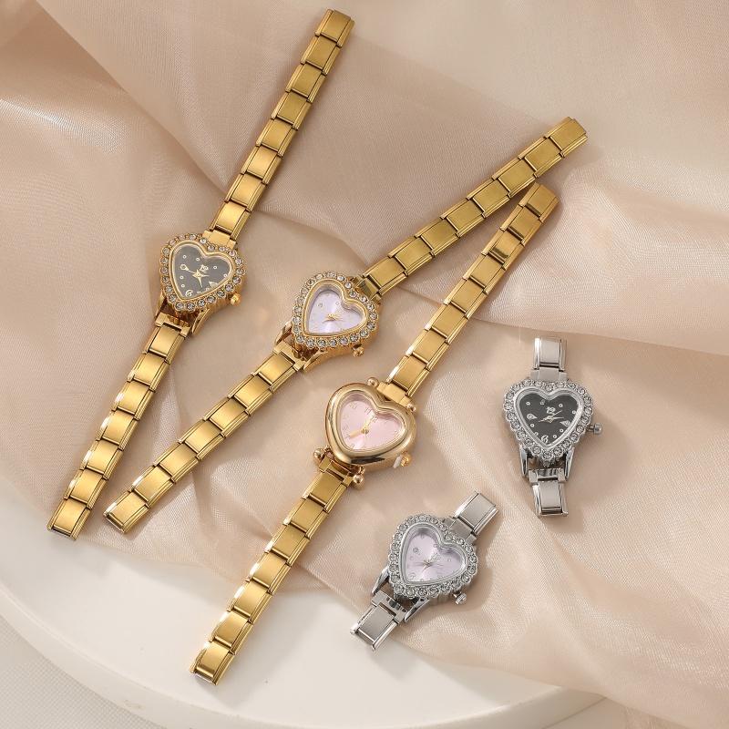 Y2K Vintage Zircon 9MM Width Italian Charm Heart Shape Watch High Quality Stainless Steel Bracelets Bangle for Birthday Gifts