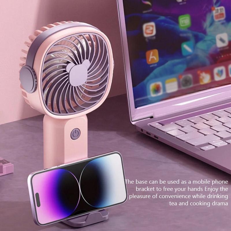 New Handheld Portable Mini Fan USB Rechargeable Multi-function Fan with Mobile Phone Holder Function for Office and Dormitory