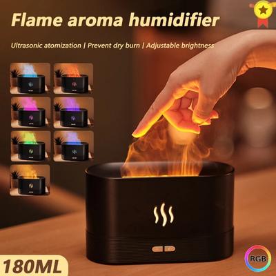 180 ml USB Ätherisches Öl Diffusor Simulation Flamme Ultraschall Luftbefeuchter Kühlen Nebel Maker Fogger Led Ätherisches Öl Flamme Lampe Nacht licht