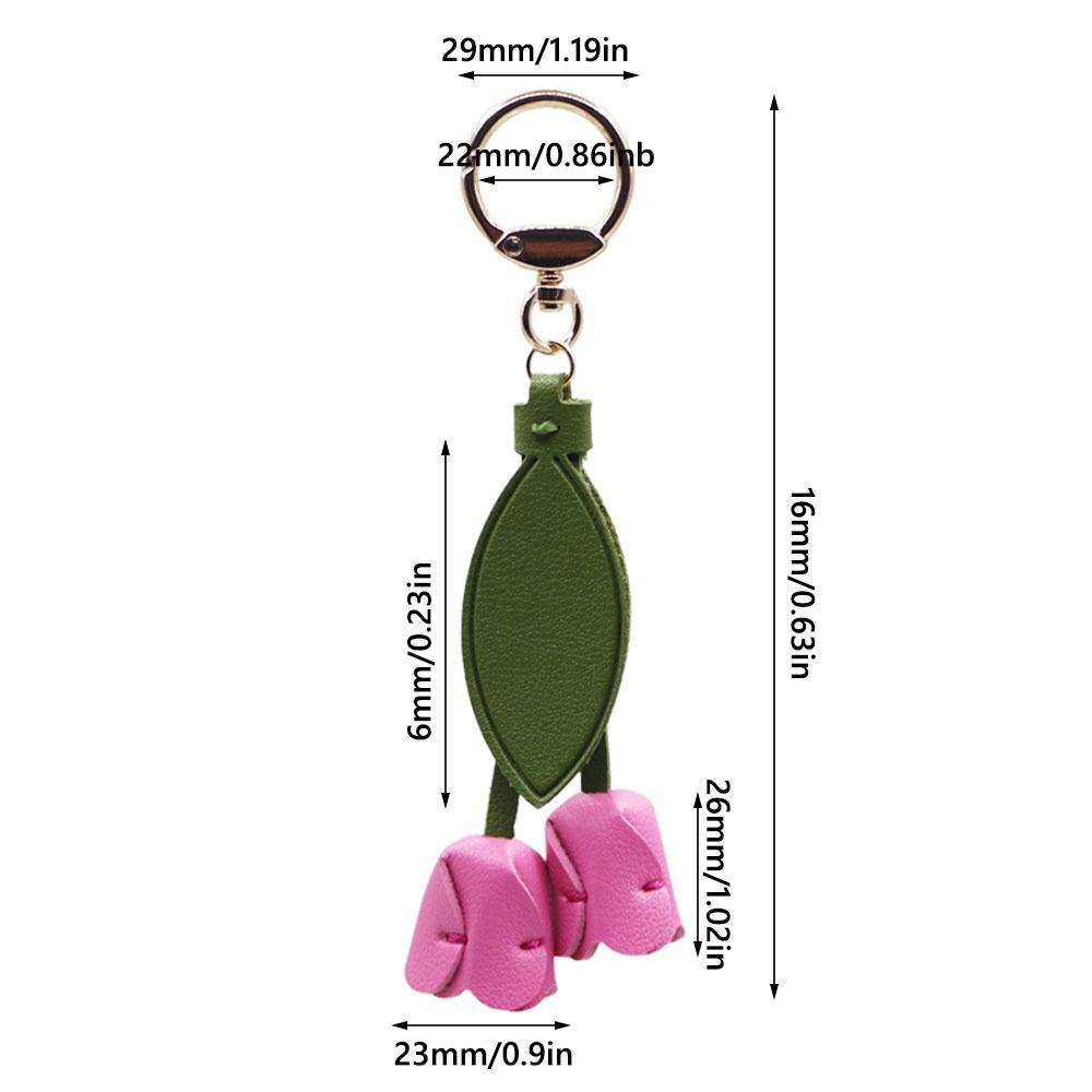 Car Decoration Tulip Flower Keychain Leather Keychain Pendant High Quality Bag Ornament  Gift Toys