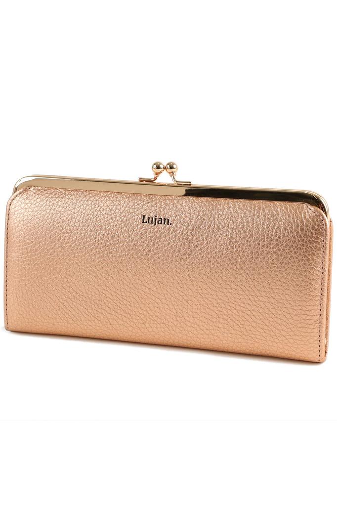 Lujan. Genuine Leather Women's Clasp Purse Long Wallet, Pink, LU-92540-PK