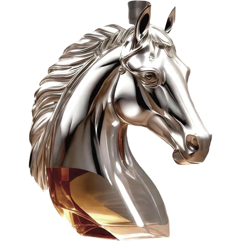 Botella de Whisky de Vidrio con Forma de Cabeza de Caballo Caprichosa Decantador de Animales Contenedor de Alcoholes Accesorios Divertidos para Beber Botella de Whisky Divertida con Forma de Cabeza de Caballo