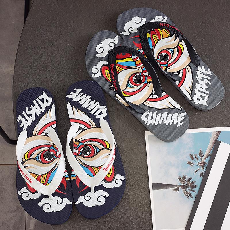 Slippers men's new outdoor pinch men's non-slip personalized sandals Guochao flip-flops trend wearing beach shoes