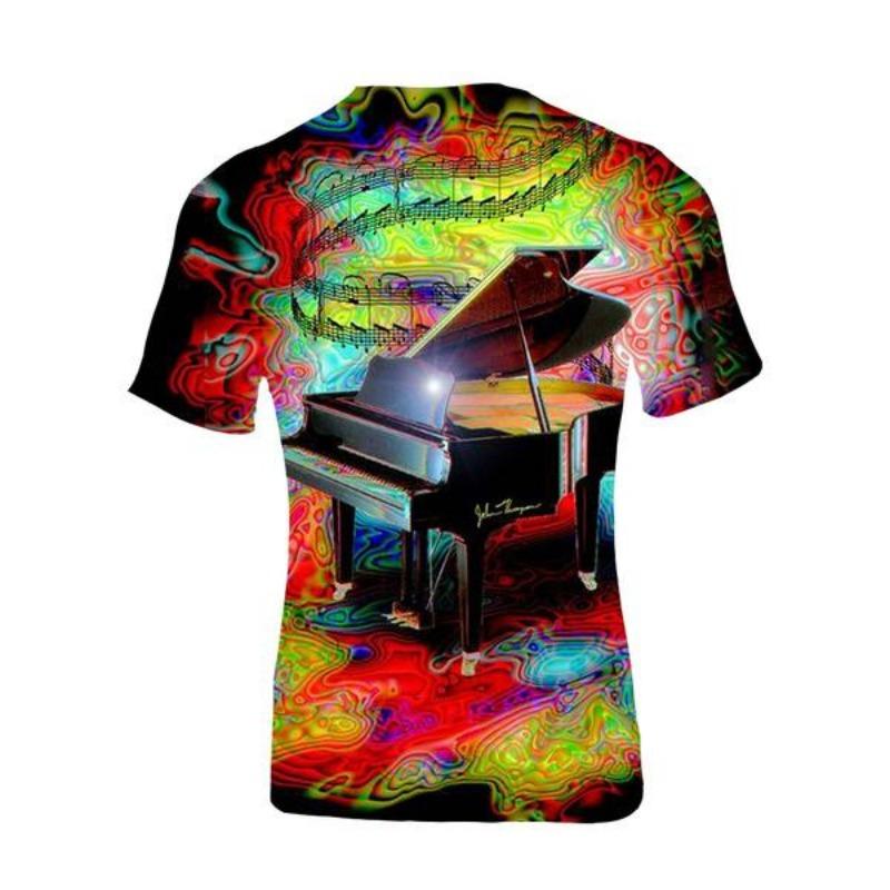 Mode 3D-Druck T-Shirt Klaviernoten Schwindel Hypnotisch Lustige Kurzarm-Tees Männer/Frauen Tops
