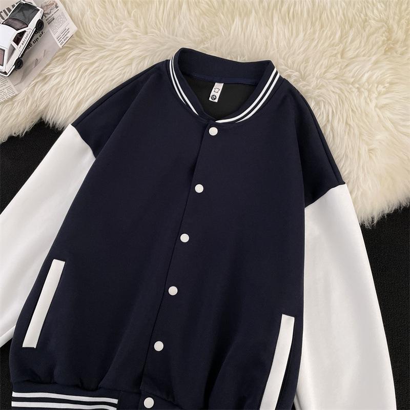 Men's Velvet-Lined Casual Cardigan: Trendy Autumn Winter Jacket - Stylish American Baseball Style for Couples