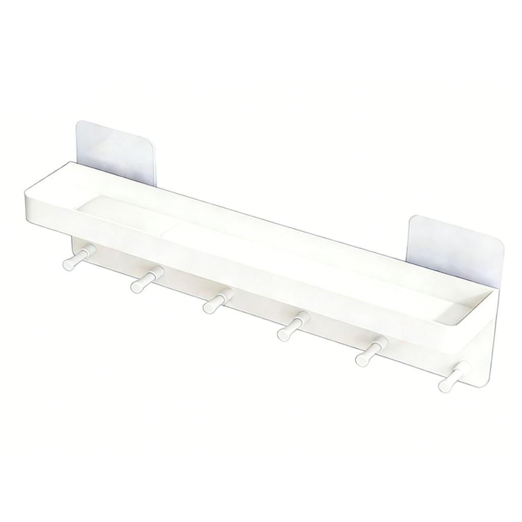 Wall Key Holder Mail Organizer Wall Mount Hanging Key Rack with 6 Hooks for Sunglasses Wallets White