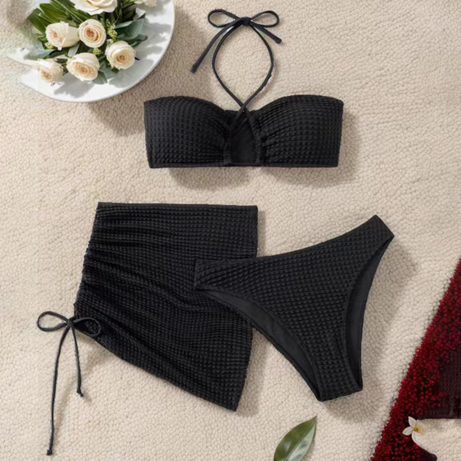 Women s  Split Three-Piece Bikini Swimsuit Sport Swimsuit L