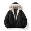 American Retro Plush Collar Couples' Hooded Winter Parka