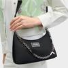 Fila Biscuit Bag Hobo Shoulder Versatile Large Capacity Fashion Casual Simple Daily Zipper Crescent Bag Chain Convenient Carry Design F13W428172FBK