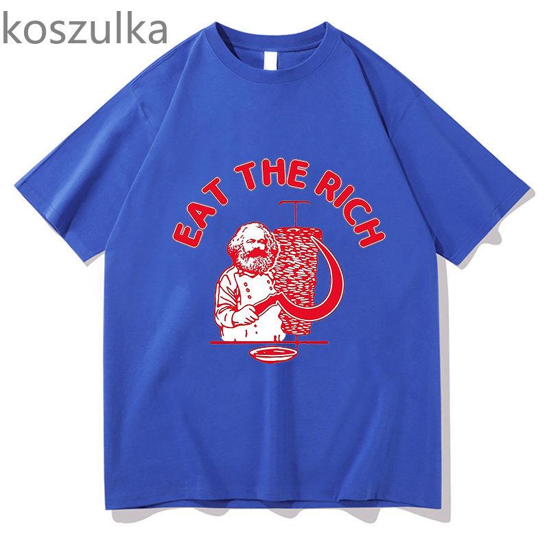 Eat The Rich Doner Kebab Karl Marx Socialist Hasan Piker T-shirts Herr Dam Fritidskläder Lös T-shirt Kortärmad Streetwear