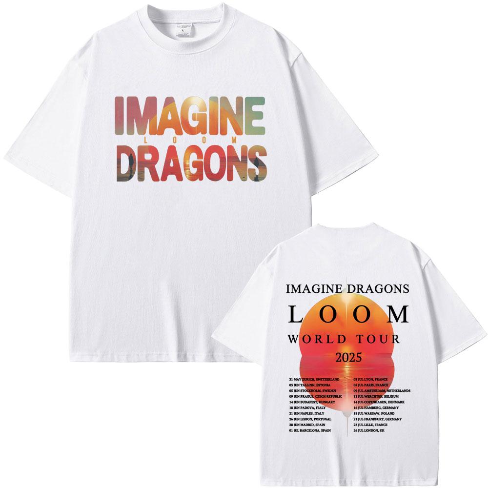 Rock Band Imagine Dragons Loom World Tour 2025 T Shirts Men Women Gothic Vintage Oversized Tshirt Unisex Casual Cotton Tshirt
