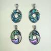 Shell Inlay Geometric Pendant Necklace With Diy Charm For Fashion Enthusiasts