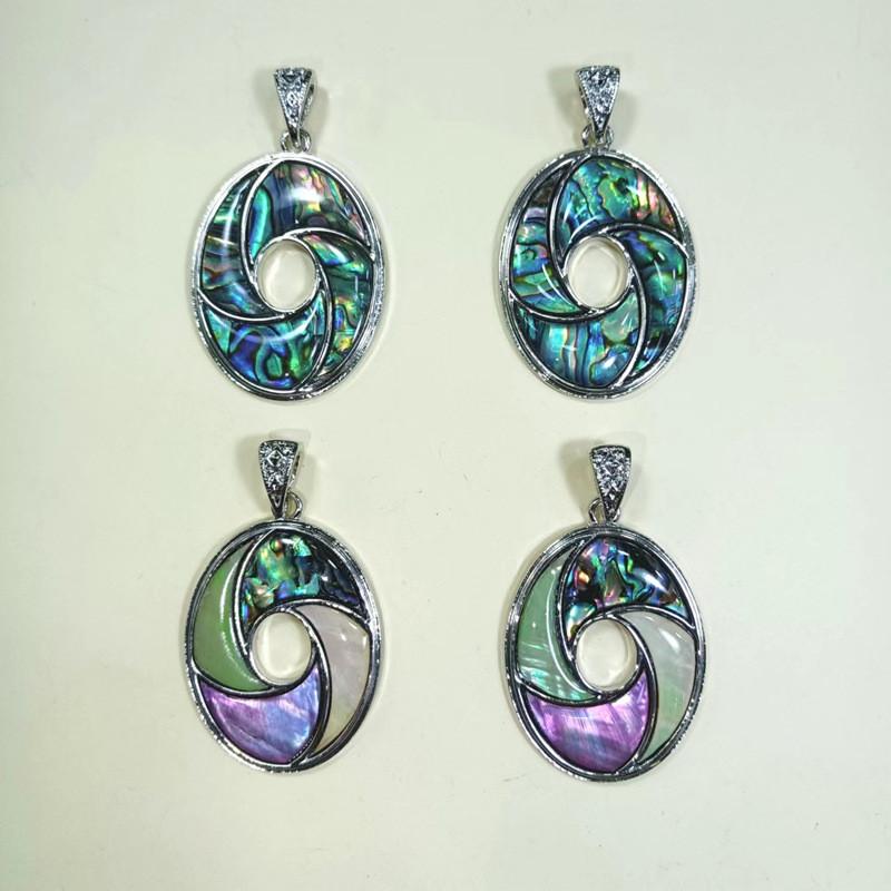 Shell Inlay Geometric Pendant Necklace With Diy Charm For Fashion Enthusiasts