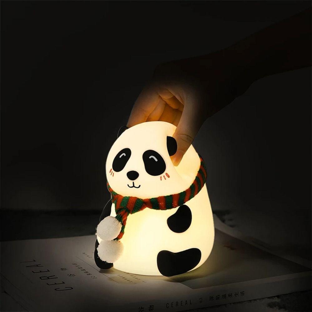 Color Changeable Panda Night Light Percussive Dimmable Table Lamp Panda Desk Lamp  Bedroom Decor