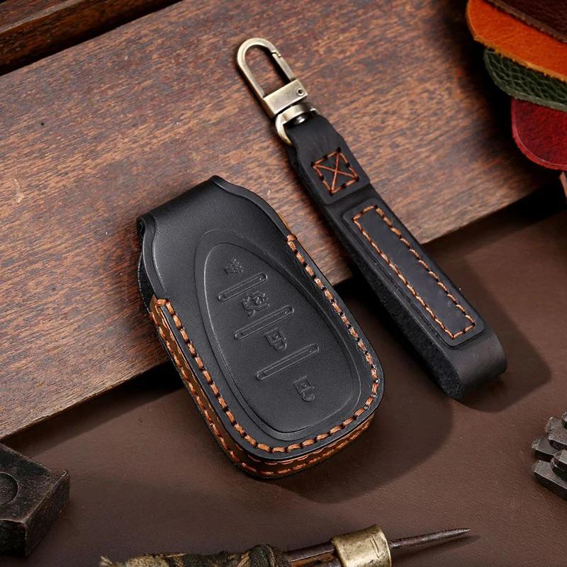 Leather Car Key Case Cover Fob Protector Shell for Chevrolet Chevy Cruze Cavalier Malibu Xl Equinox Sail JM Trax Keychain Holder