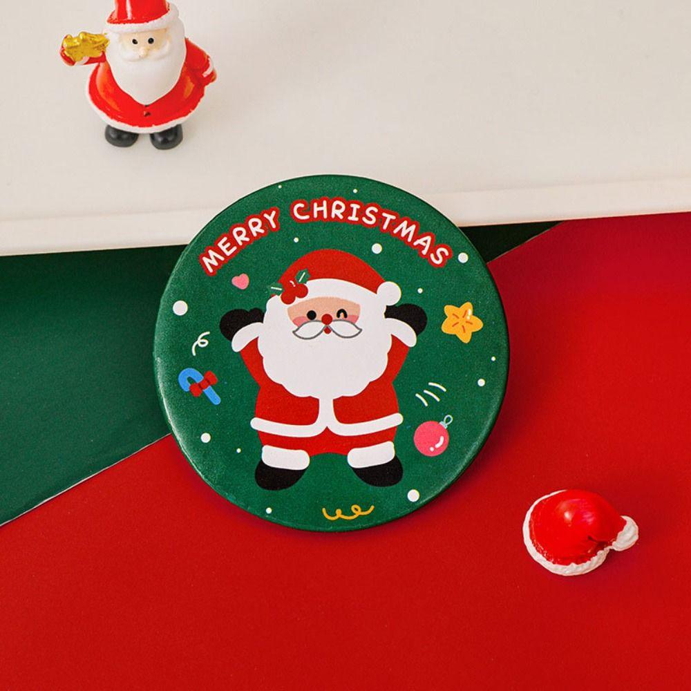 Gift Glass Cartoon Christmas Mirror Easy To Carry Pocket Make-up Mirror Handheld Small Round Mirror Vanity Mirror
