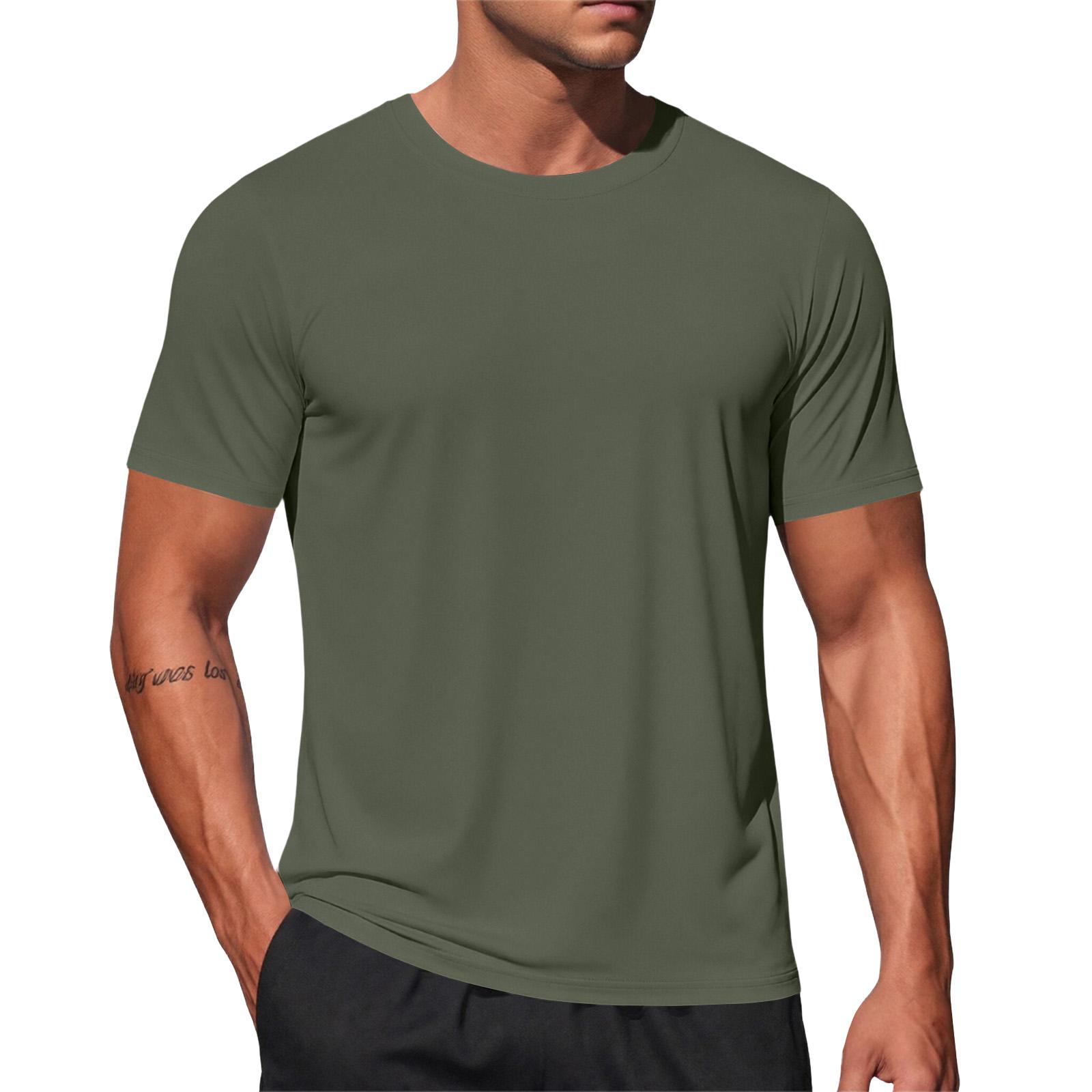Men Athletic Short Sleeve T Shirt Lightweight Wicking Crew Neck Workout Tee for Training Running Gym Fitness Sports S