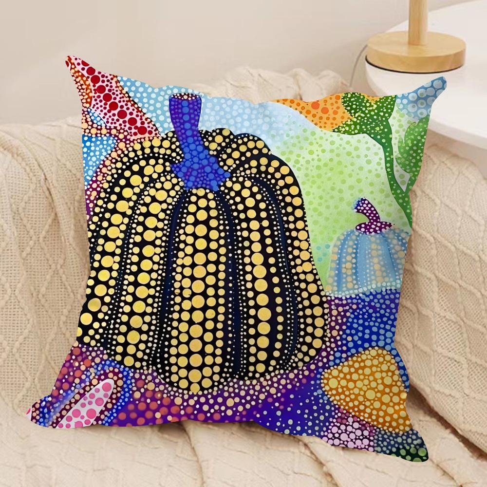 Yayoi Kusama Abstract ArtCushion Cover Soft Plush Fabric Double-Sided Printed Sofa Cushion Cover for All Seasons Home Decor Gift