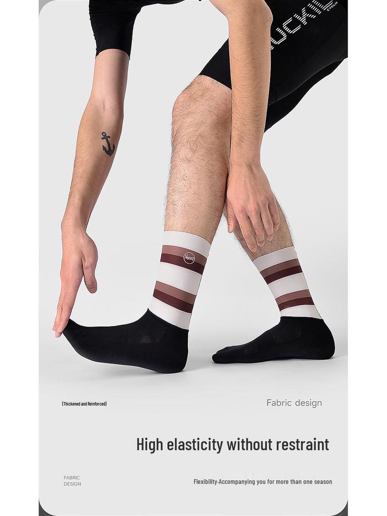 NUCKILY Anti-slip Compression Cycling & Running Socks, Unisex Mid-calf for All Seasons
