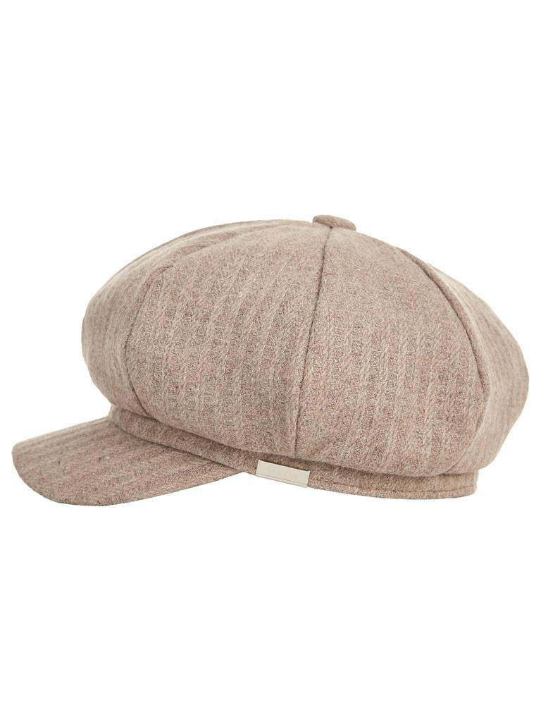 Bajal Bold Metal Tip Wool Herringbone Newsboy Cap Brown