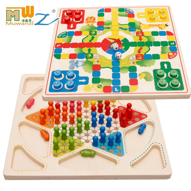 

Деревянные шарики и шашки Людо: Многофункциональная развивающая игра 2-в-1 для детей