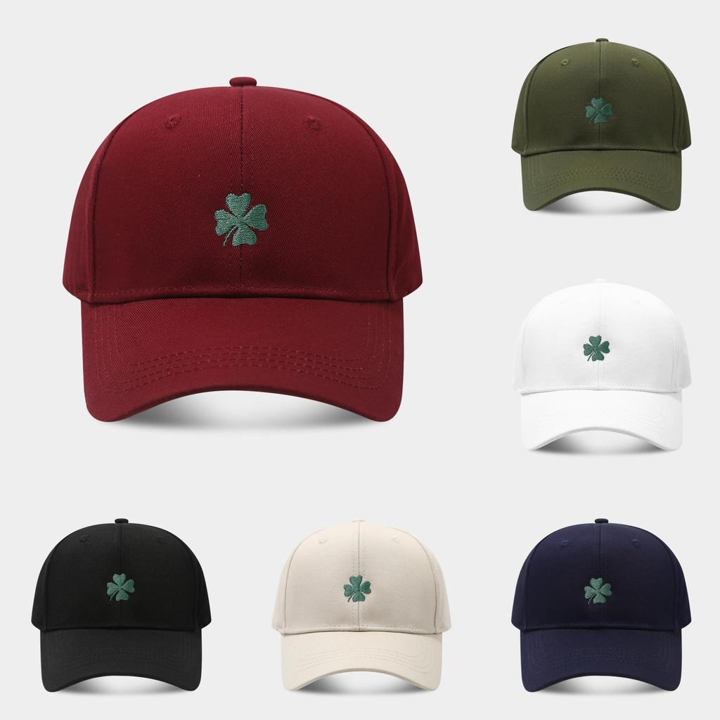 Lucky Four Leaf Clover Baseball Cap With Embroidered Flora For Spring Outdoor Activities