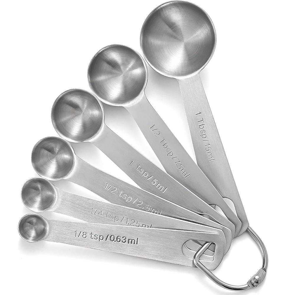 LMETJMA 6Pcs Measuring Spoons Stainless Steel Measuring Spoons Set Kitchen Measure Spoons Teaspoons Tablespoons For Baking