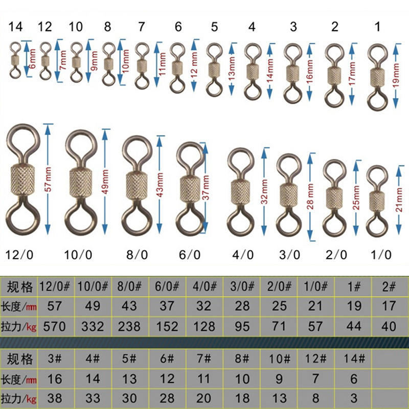 50Pcs Fishing Swivels Knurling Connector Bearing Swivel Fishhooks Accessories