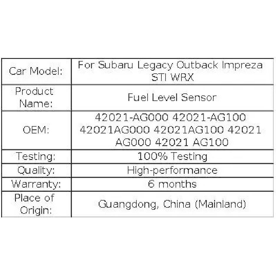 JH Fuel Level Sensor Fit For Subaru Legacy Outback Impreza STI WRX 42021-AG000 42021-AG100 42021AG000 42021AG100 42021 AG000 420