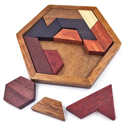 Puzzle Tangram Hexagonal Classique Casse-têtes en Bois Pour Enfants Jeux de Réflexion Logique Casse Tete Rompecabezas De Madera