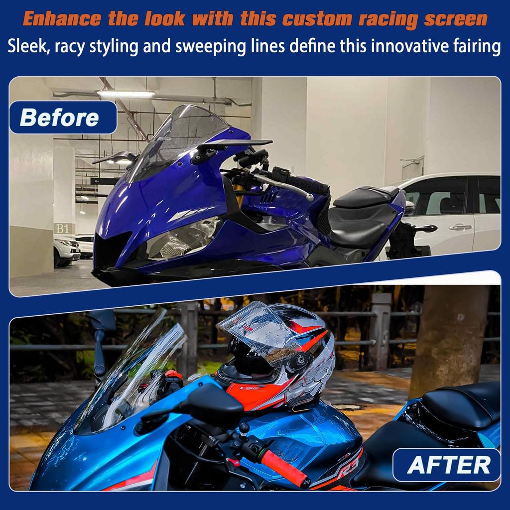 Midimttop Motocyklový štítok Vzduchový štítok Prekrytie pre Yamaha YZF R3 YZFR25