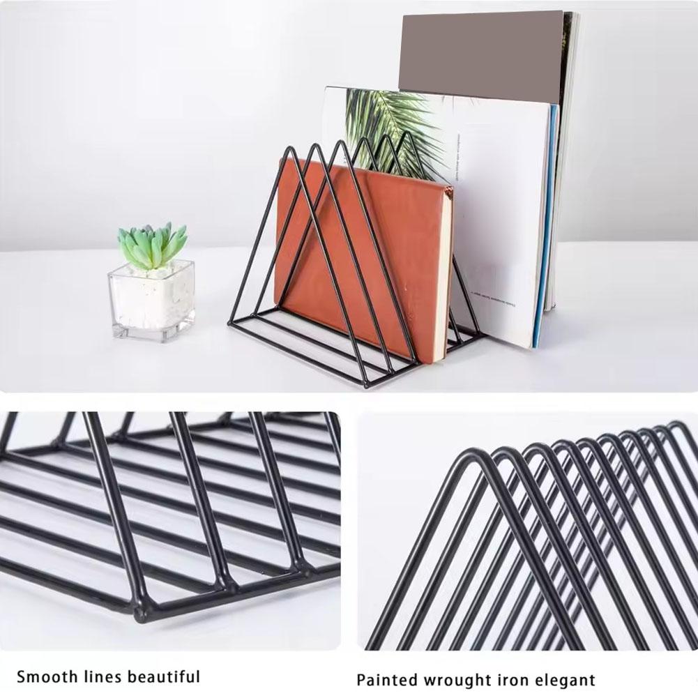 Multifunctional Triangle CD Storage Rack, Vinyl Record Holder for Desk, Bookshelf Organizer for Books/Magazines, Space-Saving