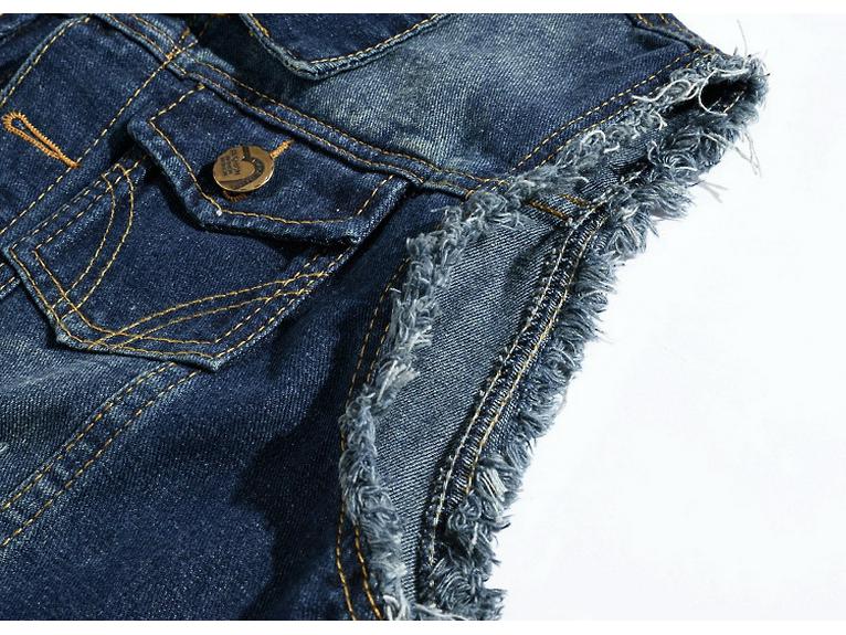 Gilet da moto in denim coreano slim fit taglie forti da uomo - Giacca senza maniche strappata alla moda