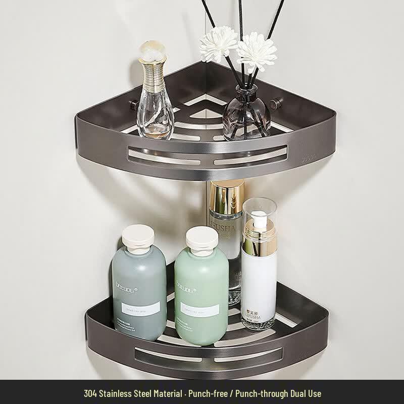 Hanyou Stainless Steel Double Basket Bathroom Shelf