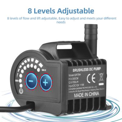 Dalgıç 12V Su Pompası 8 Seviye Ayarlanabilir 0-700L/H 0-9.8ft Kaldırma ile Küçük Fıskiye Pompası,