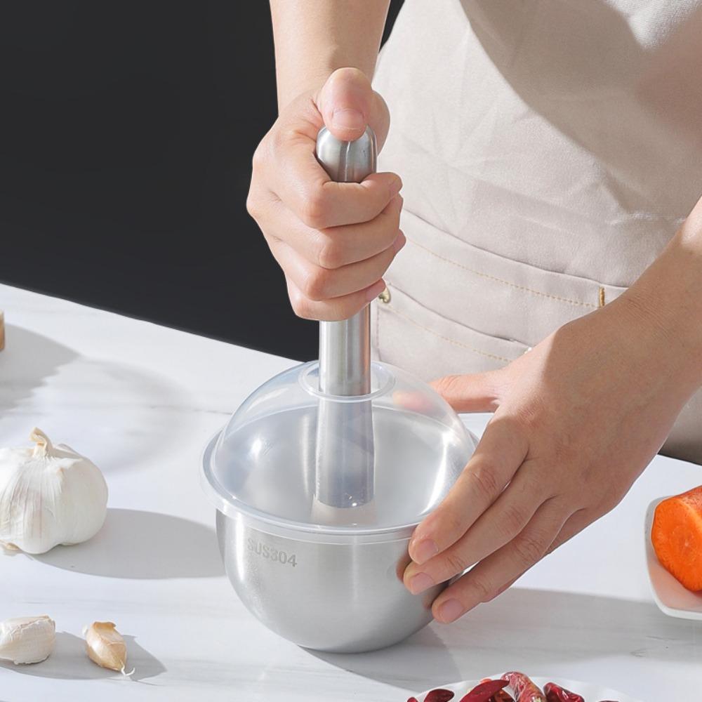 Large Capacity Garlic Masher 304 Stainless Steel Mortar Grinding Bowl Garlic Mashing Pot  Baby Food