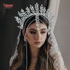 Yula Pan Elegant Rhinestone Tassel Crown Headband for Brides and Evening Events (Model HP952)