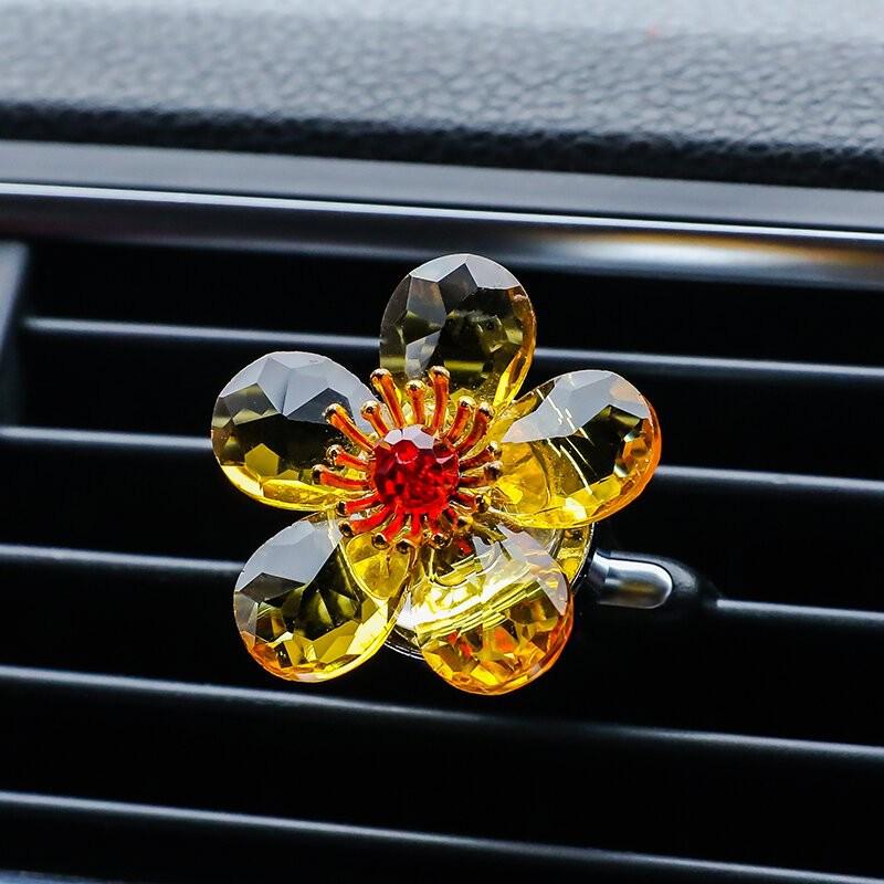Цветочный Автомобильный Ароматизатор в Дефлектор - Креативное Ароматерапевтическое Украшение для Кондиционера золотой