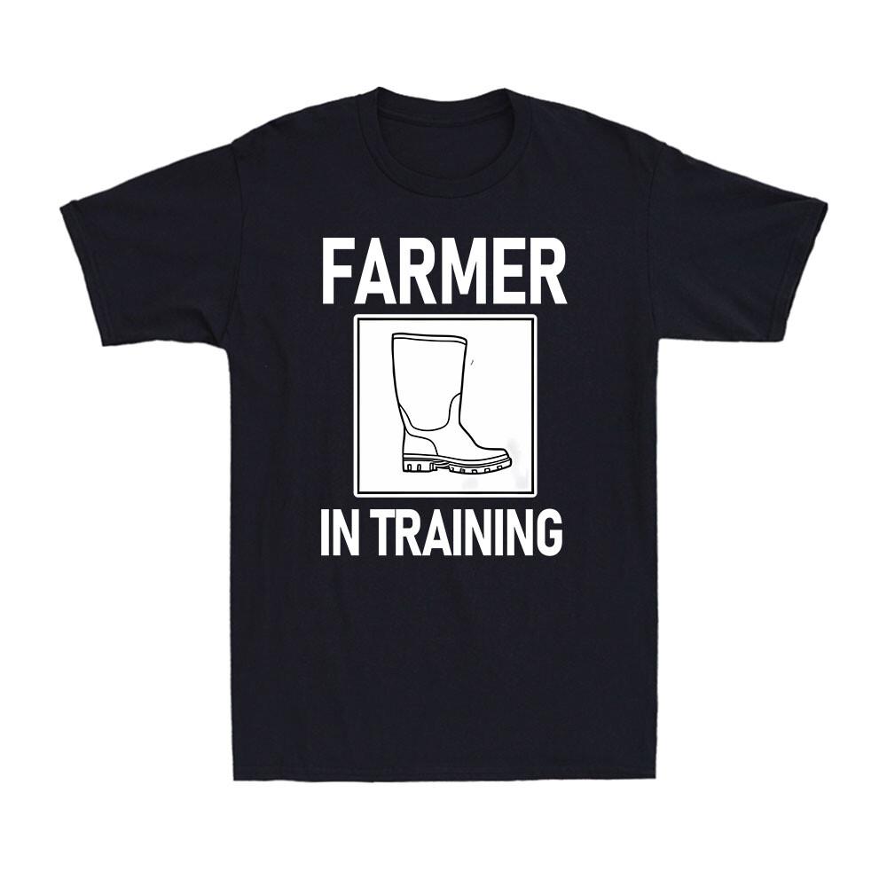 Farmer In Training Wearing Boots On The Farm Funny Gift Men s Cotton T-Shirt S