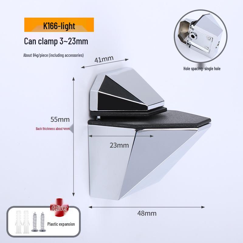Zinc Alloy F-Shaped Glass Clip: Bathroom/Kitchen Shelf Support Bracket