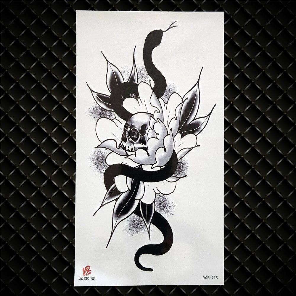 Daisy Flower Temporary Tattoo For Women Men Sexy Realistic Fake Tattoos Sticker Large Black Peony Blossom Waterproof Tatoos