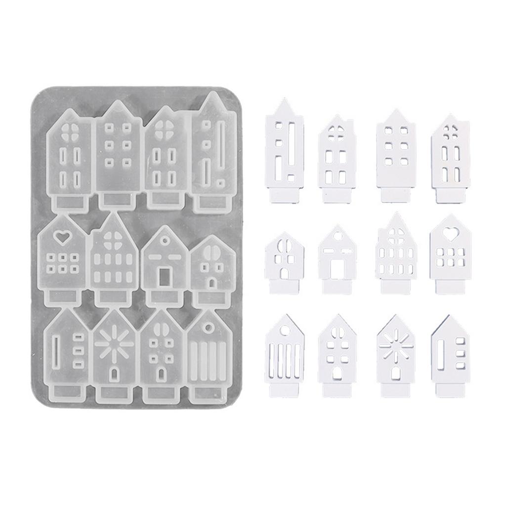 Gypsum Candlestick Silicone Mold Candle Base Mould Hollow Out House Candle Holder Mold Ornaments Home Decorations Mould