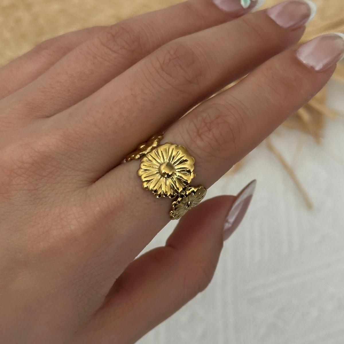 

Vintage Stainless Steel Starfish Leaf Daisy Flower Wide Finger Rings For Women Men Punk Bone Honeycomb Irregular Ring Zircon