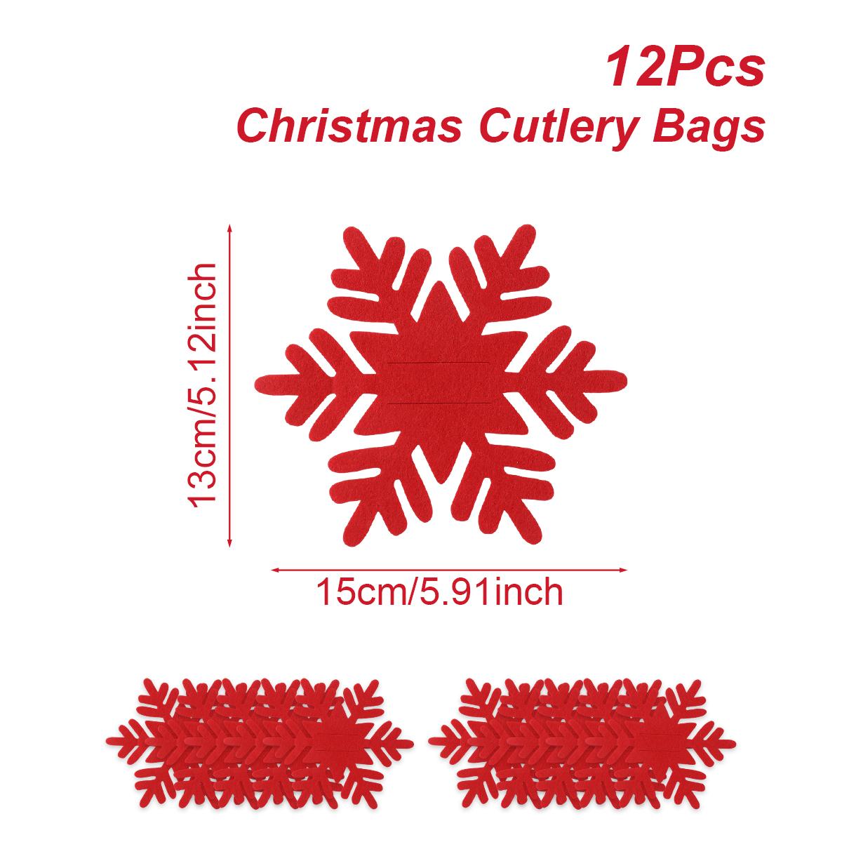 

Рождественский фетровый чехол для столовых приборов Веселого Рождества Декор для дома 2025 Navidad Natal Снежинка Кармашки для ножа и вилки Украшение Новый год 2026