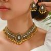 Vintage Dubai Indian Tassel Beads Pendant Jewelry Sets for Women Colorful Crystal Necklace Earrings African Jewelry Set