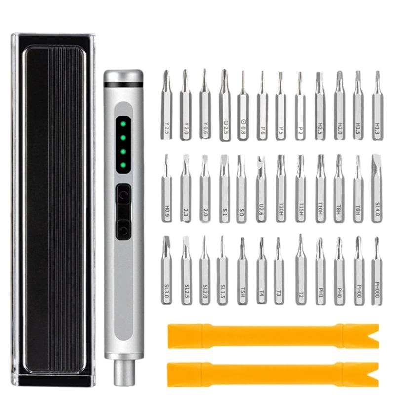 41 in 1 Electric Precise Screwdriver Kit with 36 Magnetic Bits Rechargeable Battery LED Light for Phone Electronics Repair