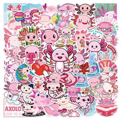 50pcs Cartoon Animal Funny Axolotl Graffiti Waterproof Sticker Creative Trend Decorative Decals